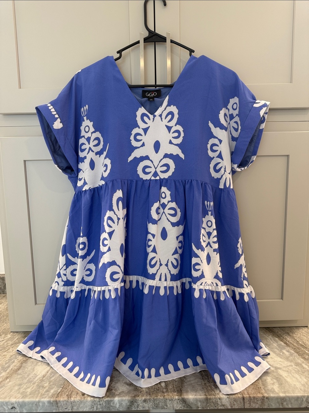 Royal Blue & White Tiered Dress